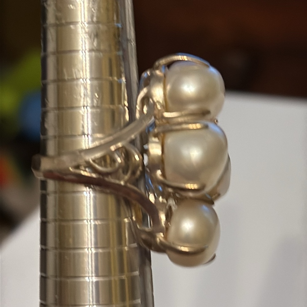 Rare Retired Silpada Pearl Cluster Sterling Silver Statement Ring - Picture 4 of 5